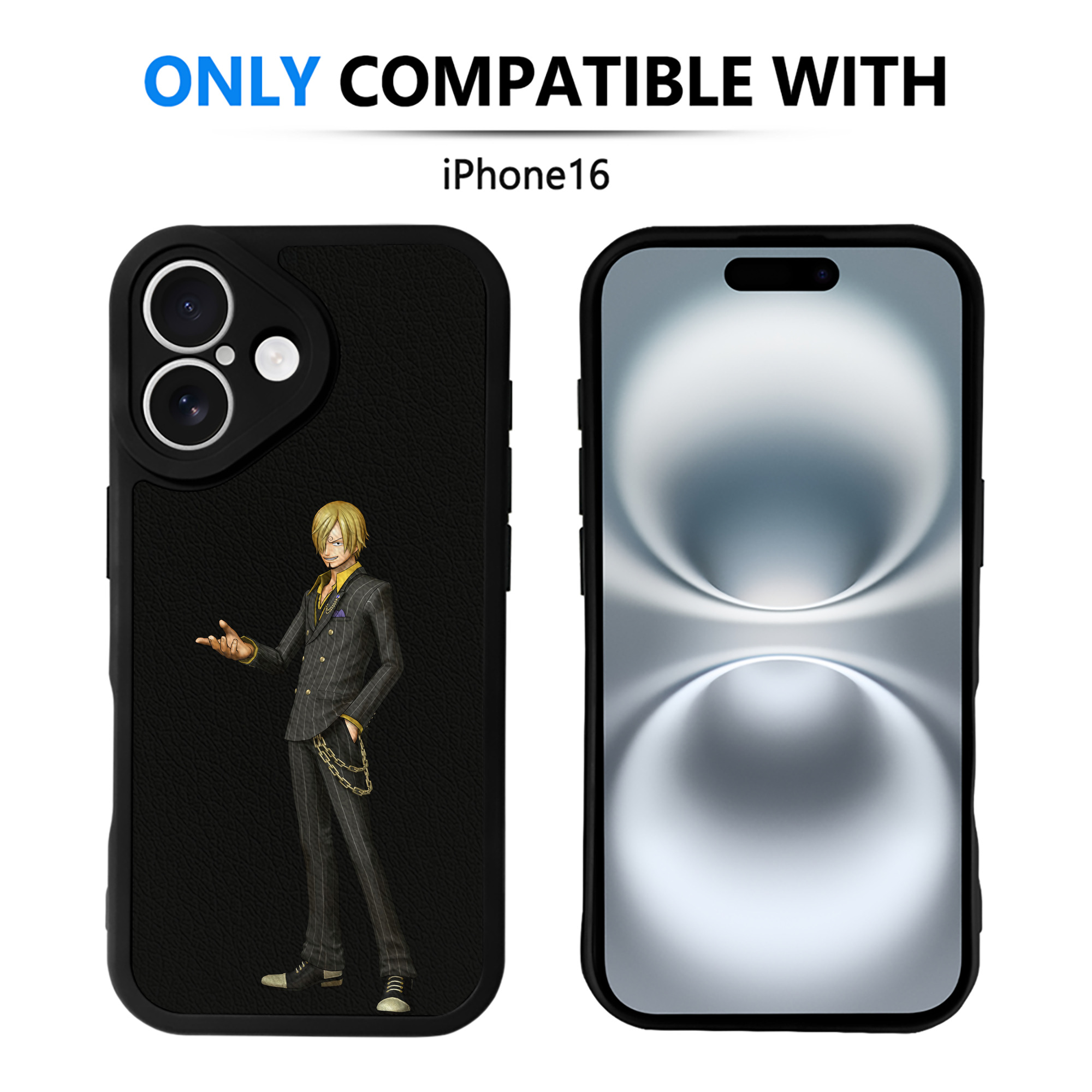（画像用） ワンピース サンジ ONE PIECE Sanji 【iPhone 16シリーズ対応】シリコンスマホケース（レザー調） 材質：シリコン